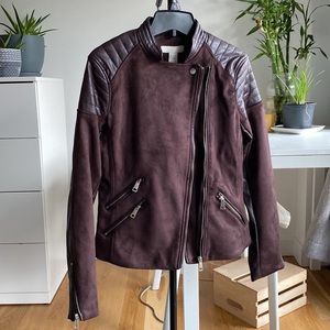 Red brown suede leather biker jacket